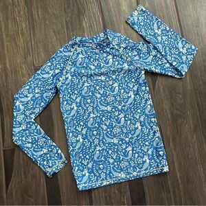 Mini Boden Blue Mermaid Swim Rashguard Girl’s Sz 13-14 Yrs